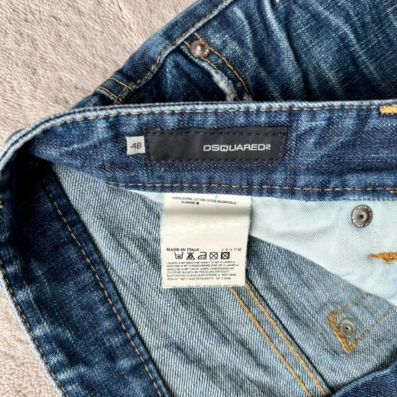 Made-in-Italy DSQUARED2 Selvedge Denim LOGO Jean SHORTS Size 48 EUR | 32 US - Picture 11 of 15